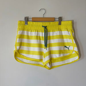 Puma SE Women's Yellow Striped Shorts, SZ L